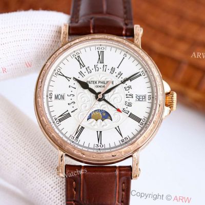 PPF Replica Patek Philippe 5159 Perpetual Calendar Engraved Case Rose Gold